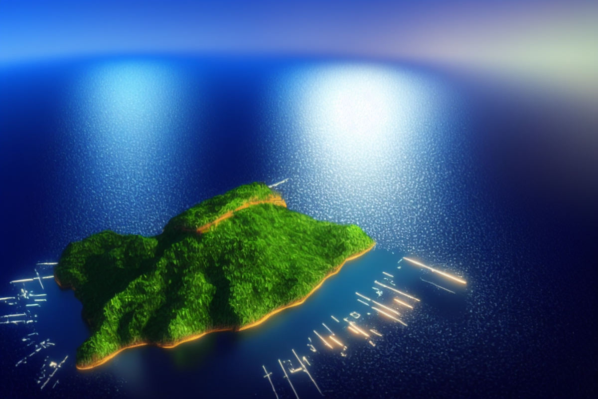 Illustration of a remote island used by a particular group and isolated from the outside world. This often serves as a comparison for private clouds.