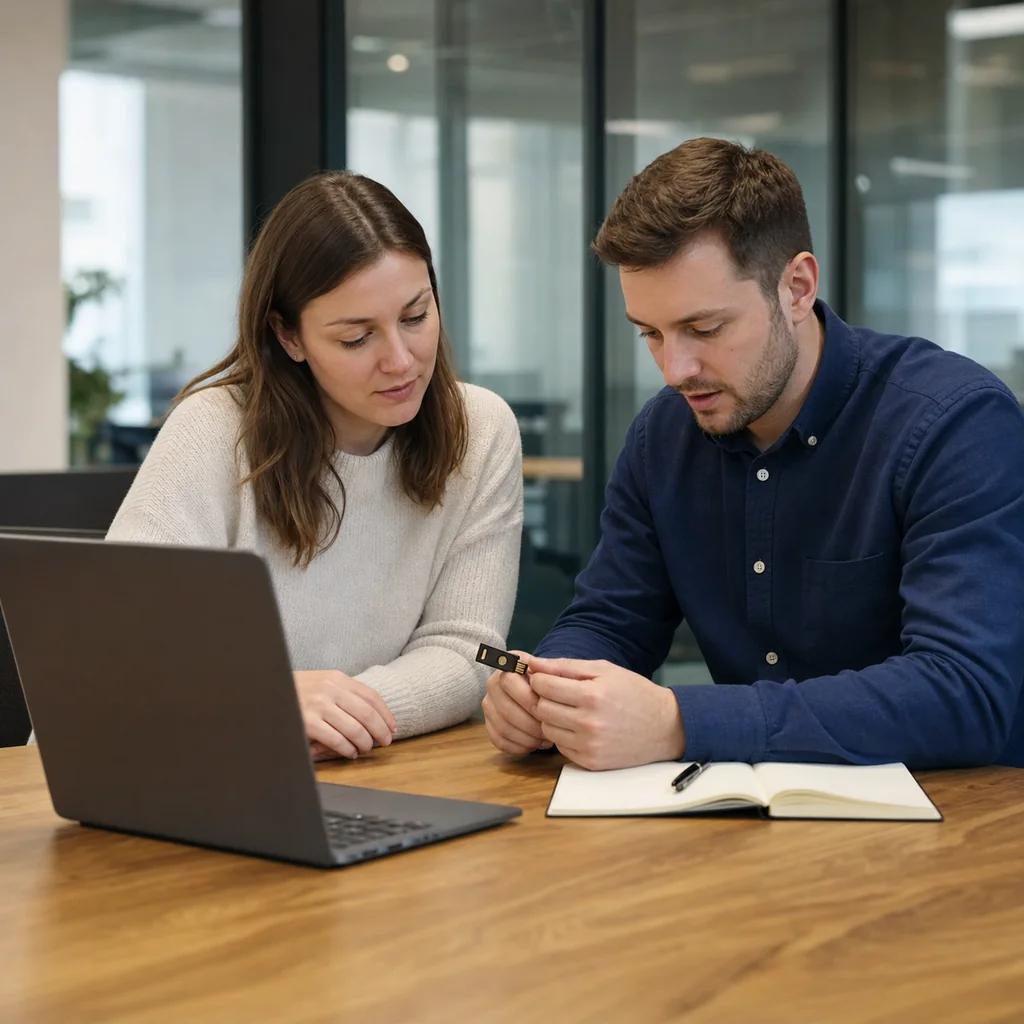 Two cybersecurity professionals conducting a responsible security review