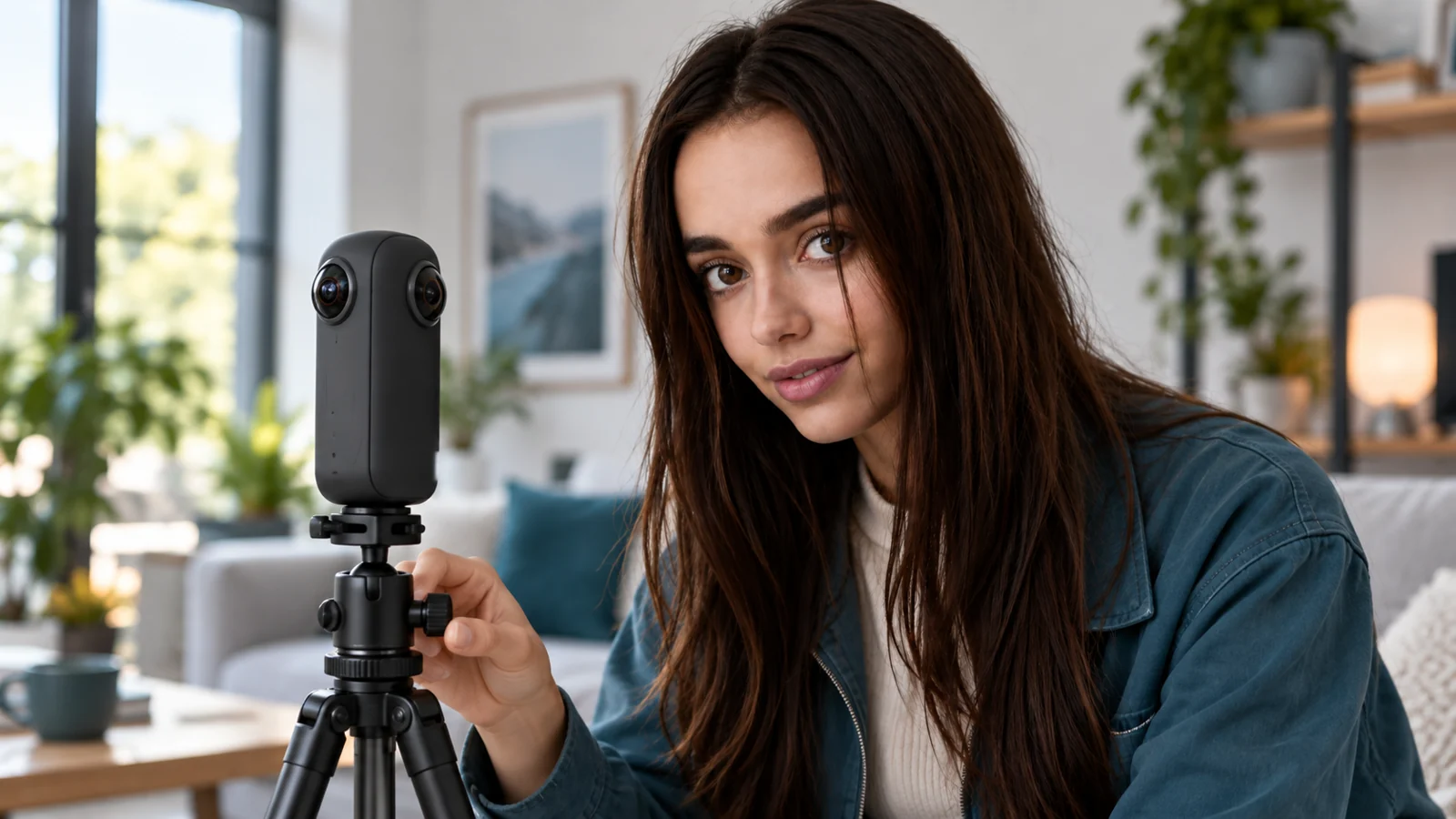 Jana presenting a 360 camera for interior photography