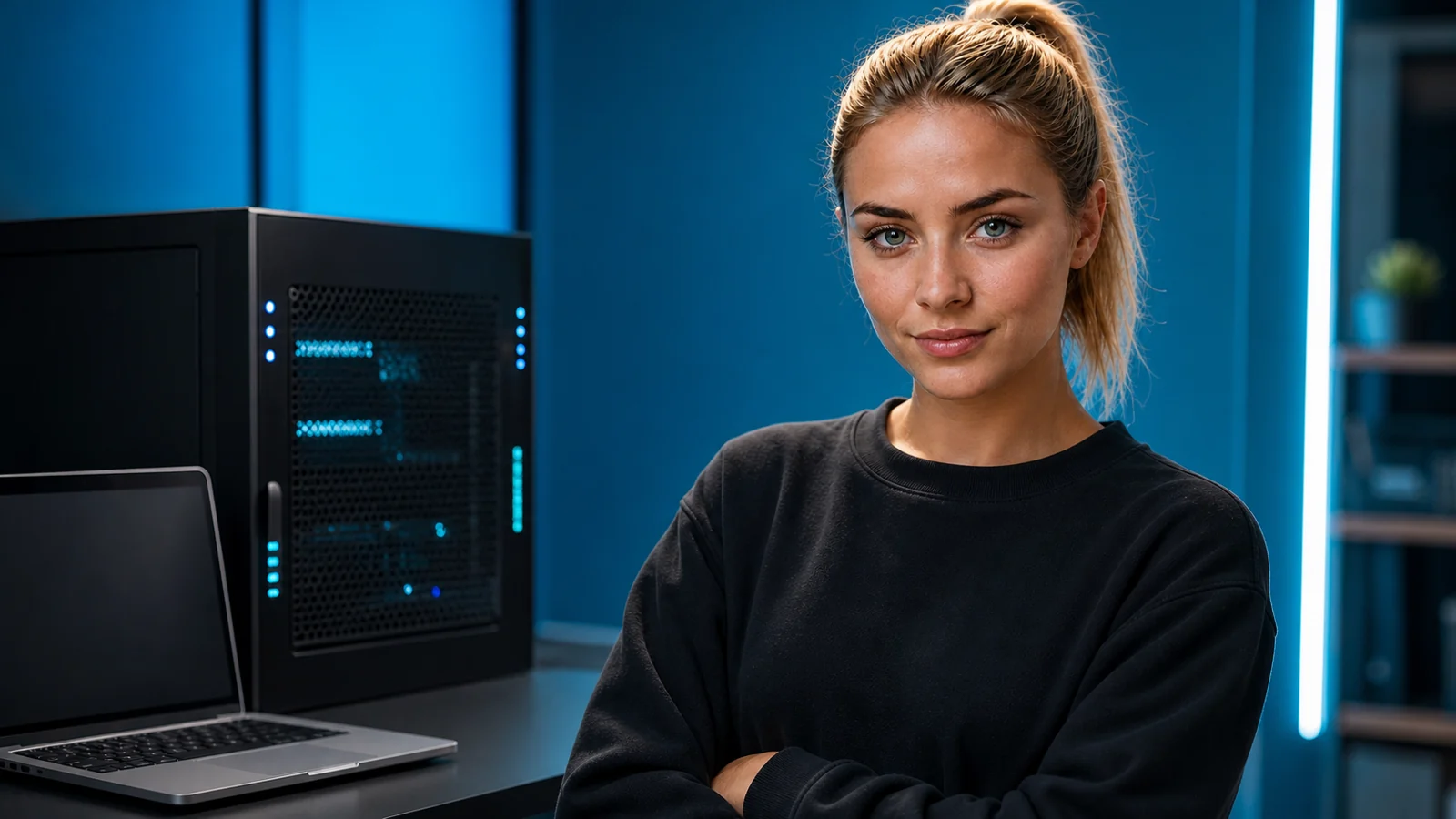 Lena presenting web hosting and servers
